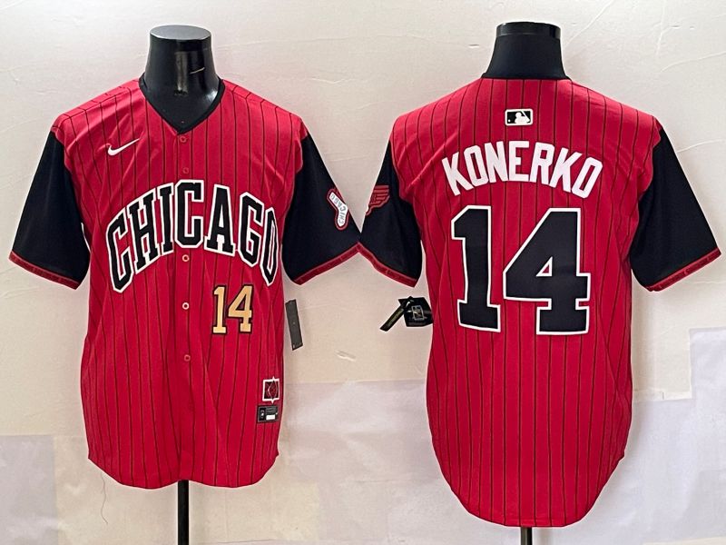 Men Chicago White Sox #14 Konerko Red Stripe Joint Name Nike 2025 MLB Jersey style 3